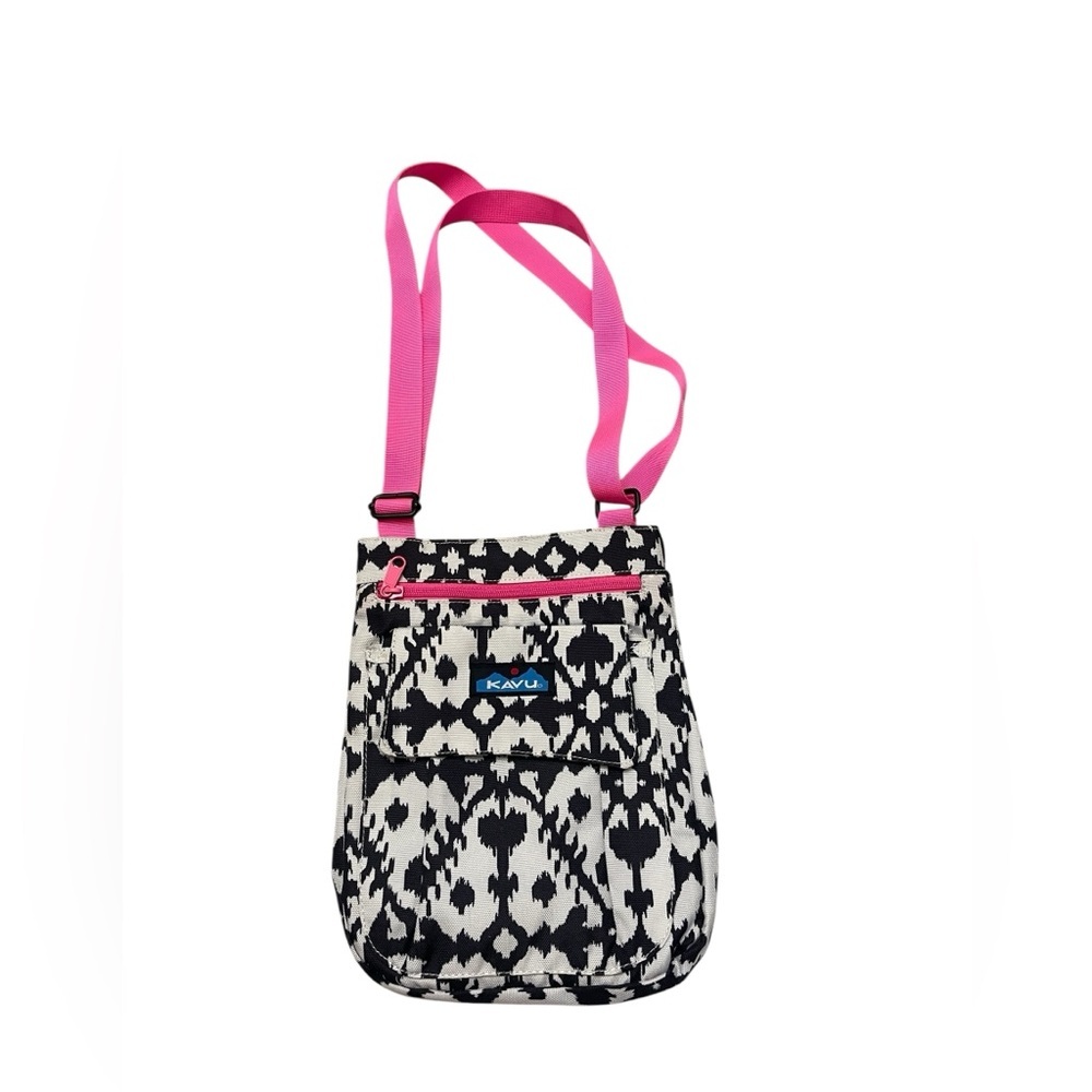 Kavu For Keeps Pink White and Black Multiple Pockets Crossbody